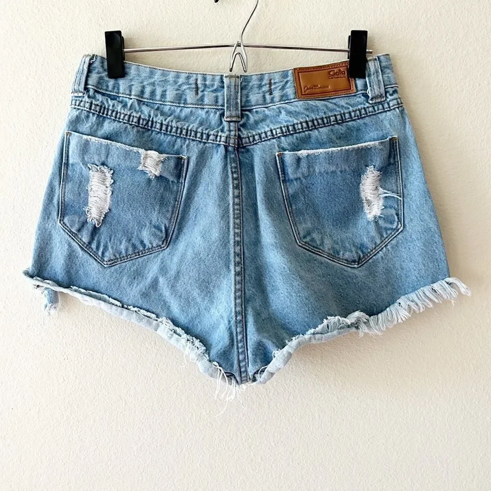 Gata Denim Jean Shorts Distressed